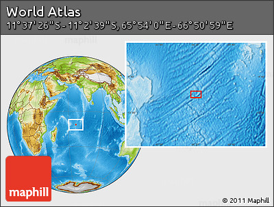 Physical Location Map of the Area around 11° 20' 3" S, 66° 22' 30" E
