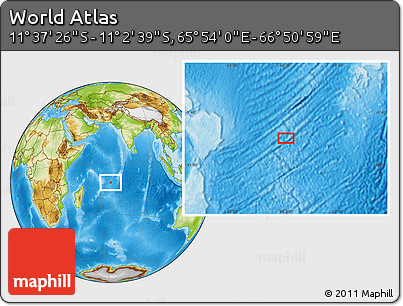 Physical Location Map of the Area around 11° 20' 3" S, 66° 22' 30" E