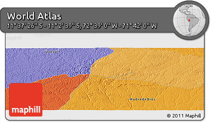 Political Panoramic Map of the Area around 11° 20' 3" S, 72° 10' 30" W