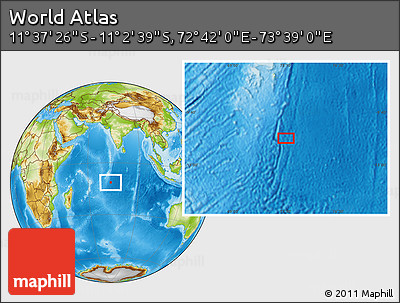 Physical Location Map of the Area around 11° 20' 3" S, 73° 10' 30" E