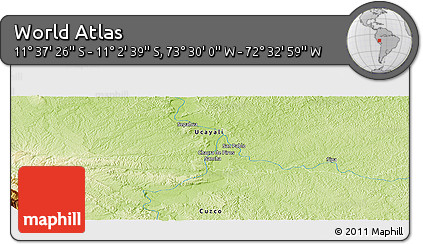 Physical Panoramic Map of the Area around 11° 20' 3" S, 73° 1' 30" W