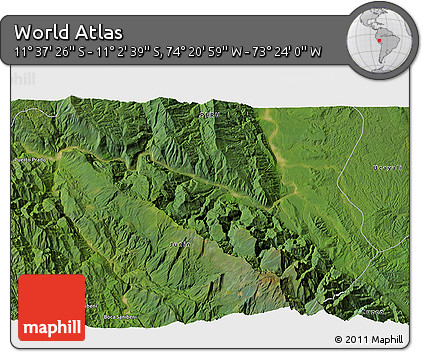 Satellite 3D Map of the Area around 11° 20' 3" S, 73° 52' 30" W