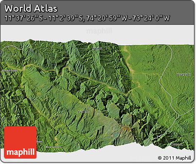 Satellite 3D Map of the Area around 11° 20' 3" S, 73° 52' 30" W
