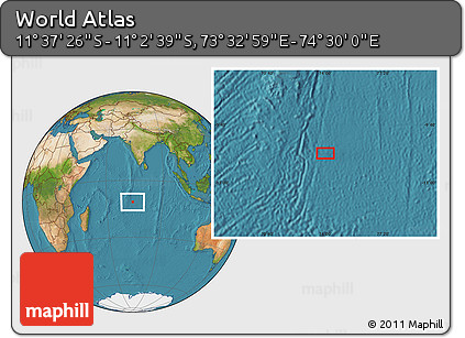 Satellite Location Map of the Area around 11° 20' 3" S, 74° 1' 30" E