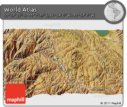 Satellite 3D Map of the Area around 11° 20' 3" S, 76° 25' 30" W