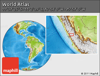 Physical Location Map of the Area around 11° 20' 3" S, 76° 25' 30" W