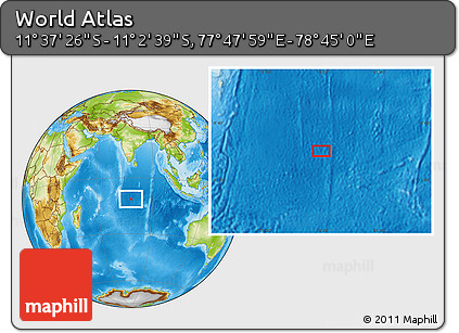 Physical Location Map of the Area around 11° 20' 3" S, 78° 16' 30" E