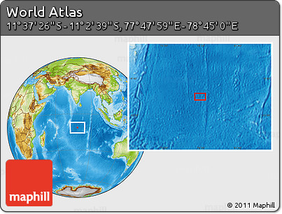 Physical Location Map of the Area around 11° 20' 3" S, 78° 16' 30" E
