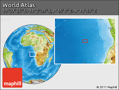 Physical Location Map of the Area around 11° 20' 3" S, 7° 43' 29" E