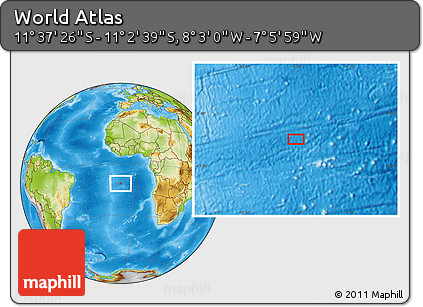 Physical Location Map of the Area around 11° 20' 3" S, 7° 34' 30" W