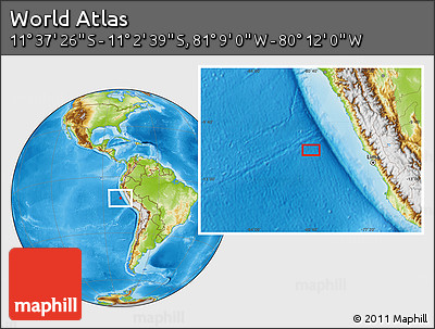 Physical Location Map of the Area around 11° 20' 3" S, 80° 40' 30" W
