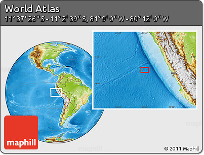 Physical Location Map of the Area around 11° 20' 3" S, 80° 40' 30" W