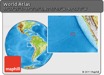 Physical Location Map of the Area around 11° 20' 3" S, 82° 22' 30" W
