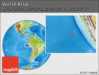 Physical Location Map of the Area around 11° 20' 3" S, 82° 22' 30" W
