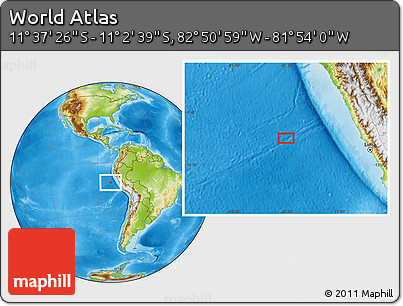 Physical Location Map of the Area around 11° 20' 3" S, 82° 22' 30" W