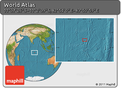 Satellite Location Map of the Area around 11° 20' 3" S, 83° 22' 30" E