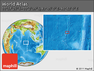 Physical Location Map of the Area around 11° 20' 3" S, 84° 13' 29" E