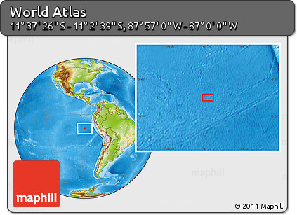 Physical Location Map of the Area around 11° 20' 3" S, 87° 28' 29" W