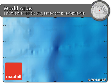 Physical Map of the Area around 11° 20' 3" S, 89° 19' 29" E