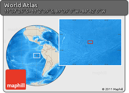 Shaded Relief Location Map of the Area around 11° 20' 3" S, 89° 10' 30" W