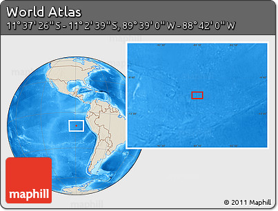 Shaded Relief Location Map of the Area around 11° 20' 3" S, 89° 10' 30" W