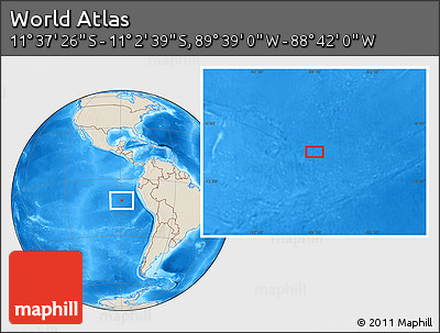 Shaded Relief Location Map of the Area around 11° 20' 3" S, 89° 10' 30" W