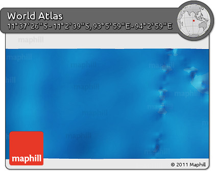 Shaded Relief 3D Map of the Area around 11° 20' 3" S, 93° 34' 29" E