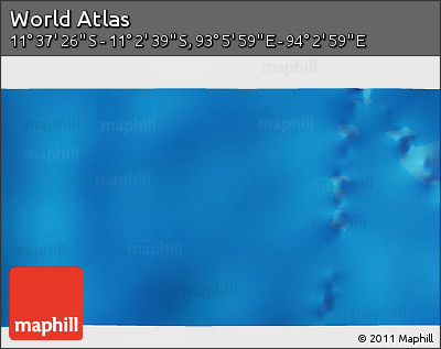 Shaded Relief 3D Map of the Area around 11° 20' 3" S, 93° 34' 29" E
