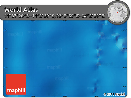 Physical Map of the Area around 11° 20' 3" S, 93° 34' 29" E