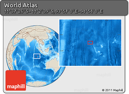 Shaded Relief Location Map of the Area around 11° 20' 3" S, 94° 25' 30" E
