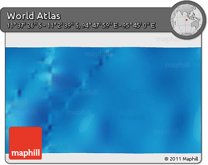 Shaded Relief 3D Map of the Area around 11° 20' 3" S, 95° 16' 30" E