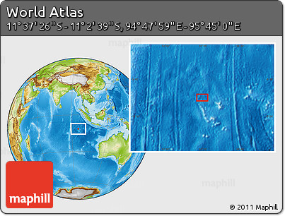 Physical Location Map of the Area around 11° 20' 3" S, 95° 16' 30" E