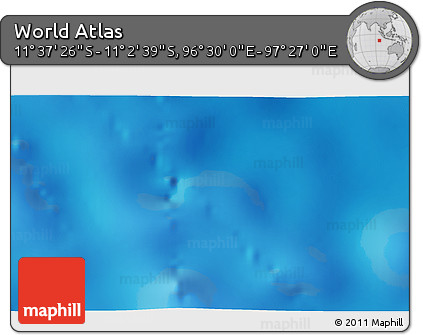 Shaded Relief 3D Map of the Area around 11° 20' 3" S, 96° 58' 29" E