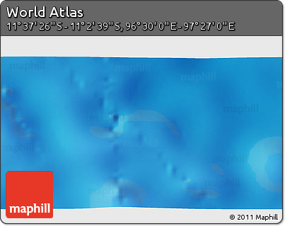 Shaded Relief 3D Map of the Area around 11° 20' 3" S, 96° 58' 29" E