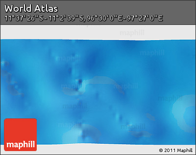 Shaded Relief 3D Map of the Area around 11° 20' 3" S, 96° 58' 29" E