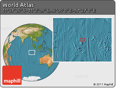 Satellite Location Map of the Area around 11° 20' 3" S, 96° 58' 29" E