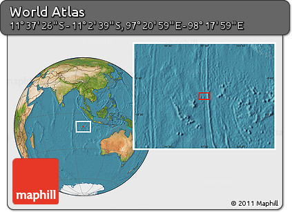 Satellite Location Map of the Area around 11° 20' 3" S, 97° 49' 29" E