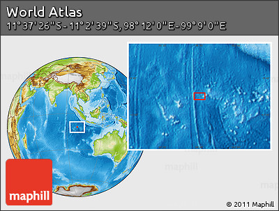 Physical Location Map of the Area around 11° 20' 3" S, 98° 40' 30" E
