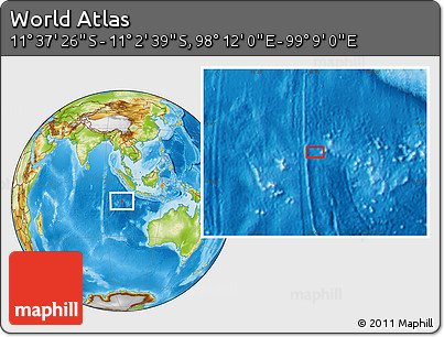 Physical Location Map of the Area around 11° 20' 3" S, 98° 40' 30" E