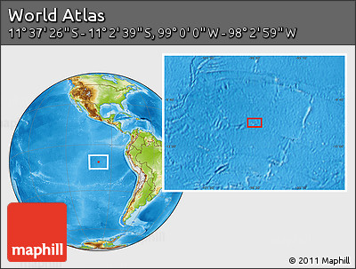Physical Location Map of the Area around 11° 20' 3" S, 98° 31' 30" W