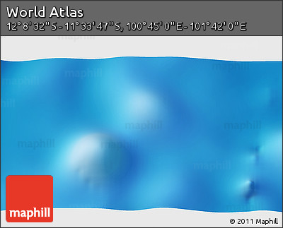 Physical 3D Map of the Area around 11° 51' 9" S, 101° 13' 29" E