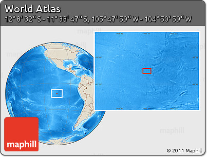 Shaded Relief Location Map of the Area around 11° 51' 9" S, 105° 19' 29" W