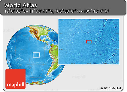 Physical Location Map of the Area around 11° 51' 9" S, 106° 10' 30" W