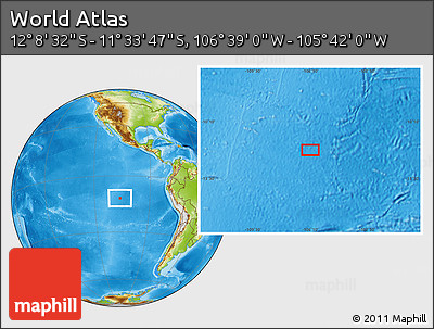 Physical Location Map of the Area around 11° 51' 9" S, 106° 10' 30" W