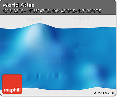 Physical 3D Map of the Area around 11° 51' 9" S, 107° 10' 30" E