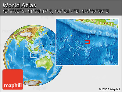 Physical Location Map of the Area around 11° 51' 9" S, 108° 52' 30" E