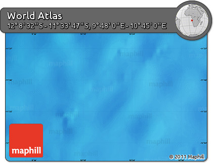 Physical Map of the Area around 11° 51' 9" S, 10° 16' 30" E