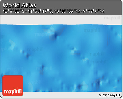 Physical 3D Map of the Area around 11° 51' 9" S, 10° 7' 30" W