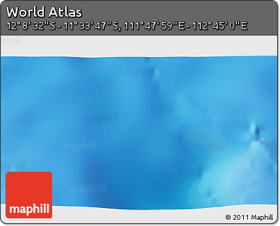 Shaded Relief 3D Map of the Area around 11° 51' 9" S, 112° 16' 30" E