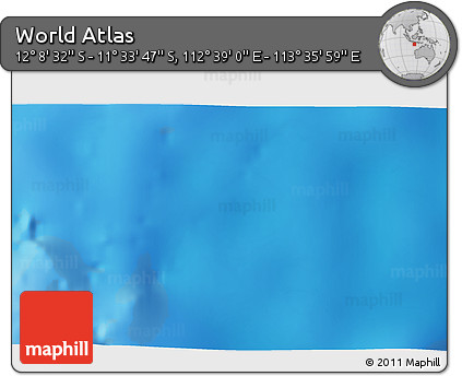Shaded Relief 3D Map of the Area around 11° 51' 9" S, 113° 7' 30" E